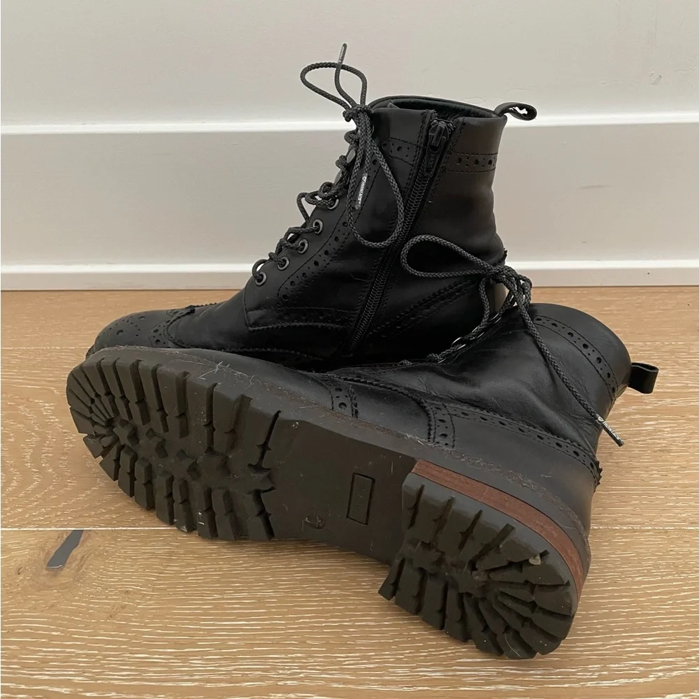 Dune London Black Leather Ankle Boots - Picture 3 of 6